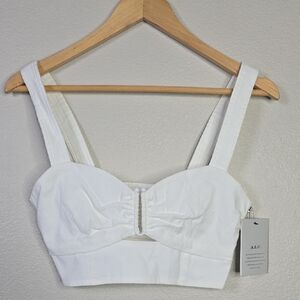 A.L.C. White Crop Bustier Top Sweetheart Linen Blend  Neckline Size 4 NwT.